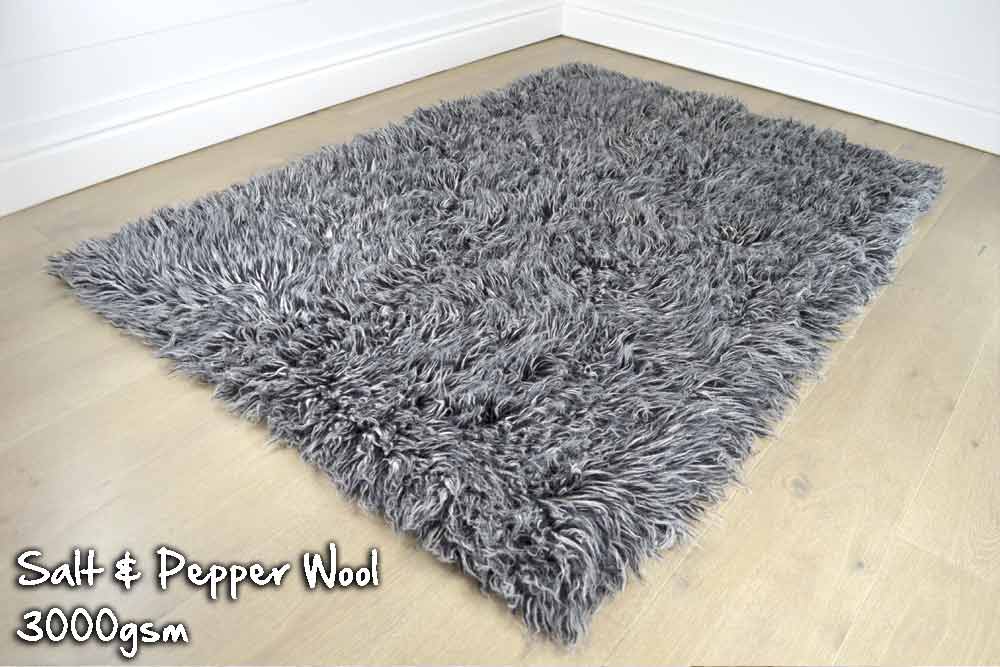 Flokati Wool Rug SALT & PEPPER Made In Greece Shag Greek Large